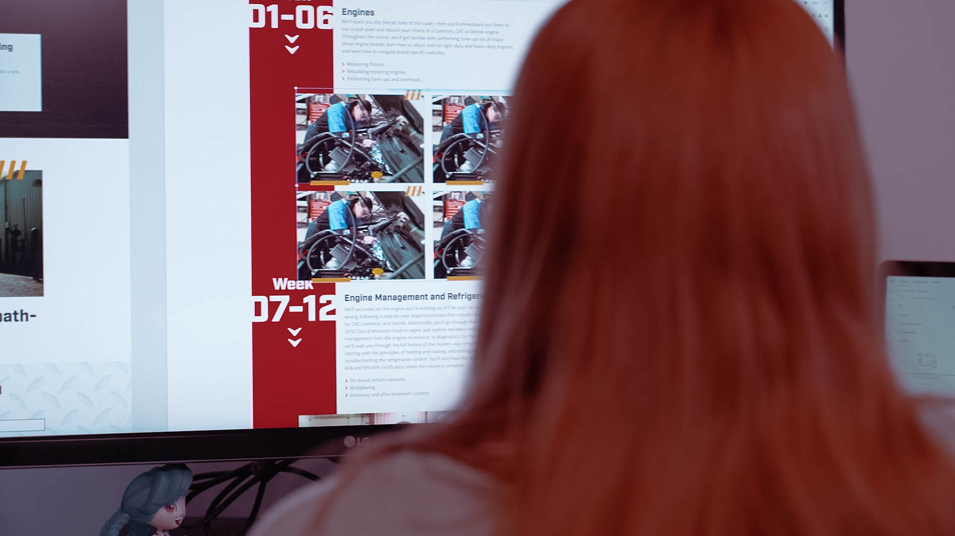Woman developing a website on her screen