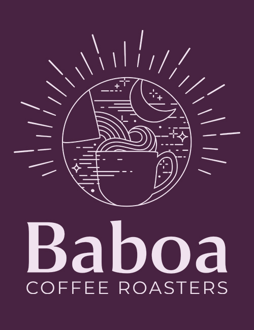 White Baboa Coffee Roasters logo on a purple background