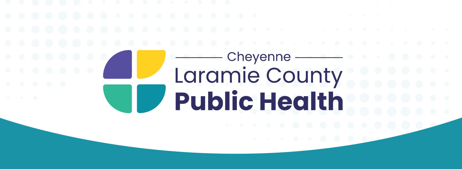Logo for Cheyenne Laramie County Health with microscope in the background