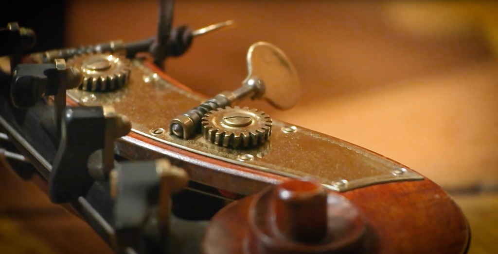 Zoomed in picture of an instruments tuning handle